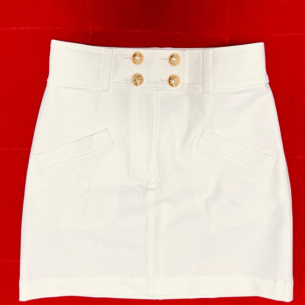 DEREK LAMB 10 CROSBY Ivory Skirt with Gold Accents